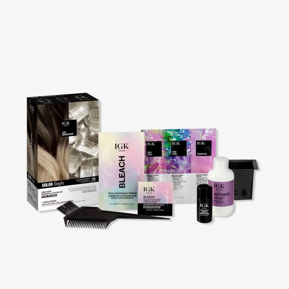 IGK Hair Color Bright Ice Breaker cool blonde one step bleach and color kit